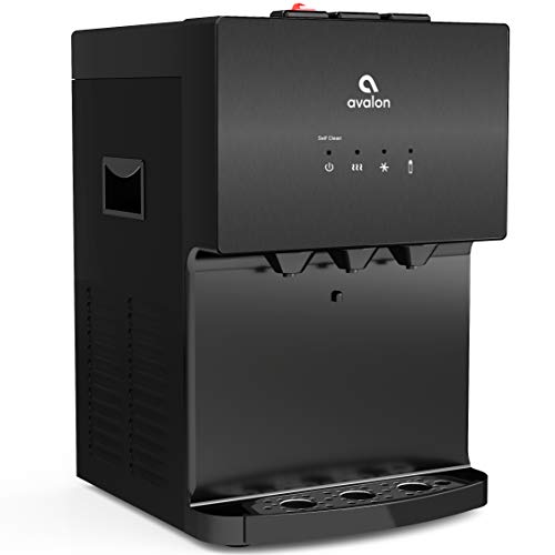 Avalon A12Blk Countertop Bottleless Water Dispenser With Hot Cold And Cool Water Dual Filtration Self Cleaning And Built-In Nightlight In Black Stainless Steel #TOP1
