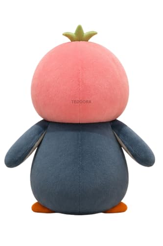 Image of Fruity Penguin Soft Toy for Girls Boys Kids, Pink Animal Plush Stuffed Baby Teddy Gift Birthday, 25 cm