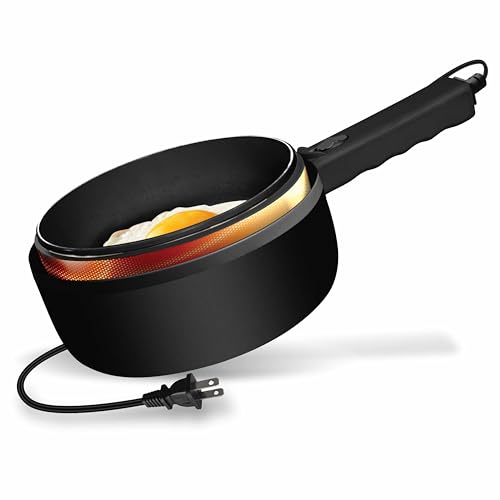 Ceramax PRO Electric Hot Pot with Lid and Steamer, 1.5L Non Toxic Ceramic Cooker Skillet for Ramen, Eggs, Pasta Portable and Compact for Dorms, Camping, RVs, Work, Adjustable Temperature