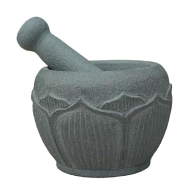 Mortar and Pestle Set Carved Vintage Stone Mortar Crusher Bluestone Grinder Pounding Jar Pestle Set Seasoning Spice Tools