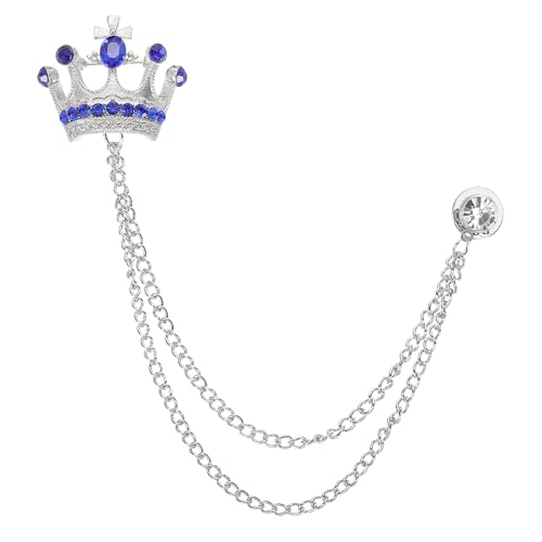Image of PATIKIL Crown Hanging Chain Brooch Pins | Rhinestone Suit Pins Fashion Crystal Lapel Pins for Women Men