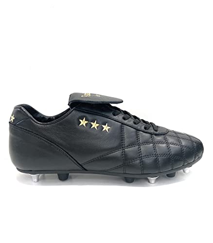  Pantofola d\'oro Scarpa da Calcio del Duca in Vitello, Linguetta Lunga, Fondo Misto (PS2384-07N) (Nero, Numeric_41)