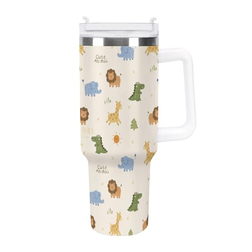 Image of Custom Personalized Vacuum Insulated Travel Tumbler 40oz with Your Photo Text, Car Coffee Cup Mug with Handle Straw Personalized Birthday Gifts for Women Men