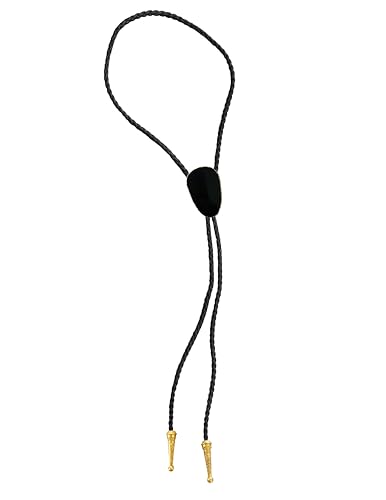 Image of Daisy Del Sol Gemstone Bolo Tie Braided Vegan Faux Leather Natural Stone Gold Handmade Necklace Adjustable Boho Western Jewelry
