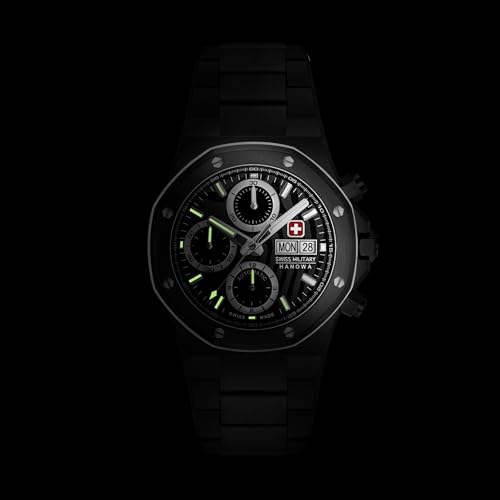 Image of Swiss Military Hanowa Damask Legends Iron Black Round Dial Swiss Made Automatic Watch for Men | SMWGL0007030
