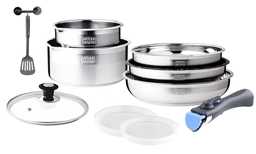 Arthur Martin Batterie de cuisine AM0025 - 10 pièces Inox