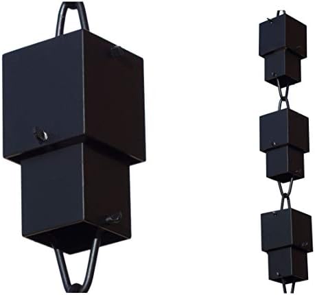 Monarch Rain Chains 18107 Aluminum Multi Cube Rain Chain, 8-1/2 Feet Length Replacement Downspout for Gutters, Black Powder Coated