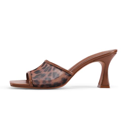Mesh Mule Heels for Women Kitten Heel Sandals Open Square Toe Heeled Sandals Slip On Mules2