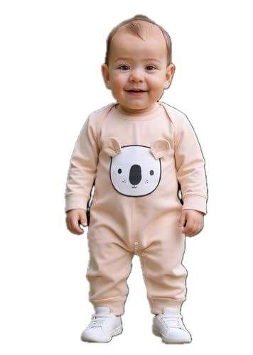 Image of 100% Cotton Animal face Print with 3D ears Rompers Sleepsuits Jumpsuit Night Suits for Infants Newborn Baby Boys & Girls