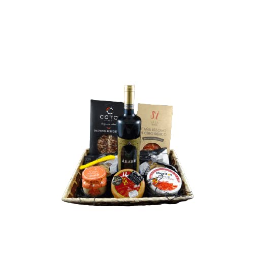 Cesta de Regalo para Empresas con Vino Blanco Árabe, Lomo Ibérico, Queso de Cabra Sudao, Paté de Jamón Curado – Corazón Extremeño
