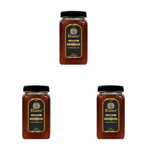 Image of DADEV HONEY Raw Organic Honey 600g | NMR Tested | 100% Pure Raw and Natural Honey | No Added Sugar | Unprocessed Forest Organic Honey-600gm GLASS JAR (Pack of 3)