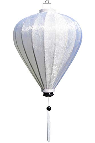 Vietnamese Oriental Silk Bamboo Handcrafted Lantern Lamp Chinese Balloon MED 10 Colours, White