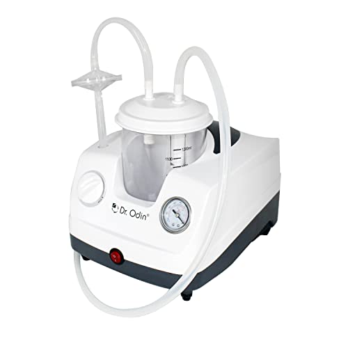 Image of Dr. Odin OSU 301 Portable Phlegm Suction Machine with 1200ml Jar, Oil-Free Pump for Hospital, Dental & Home Use, 1-Year Warranty | Made in India (White & Grey)