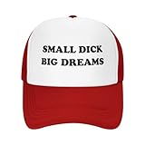 Small Dick Big Dreams Hat Funny Trucker Hats Adjustable Classic Fishing Cap for Men and Women Red
