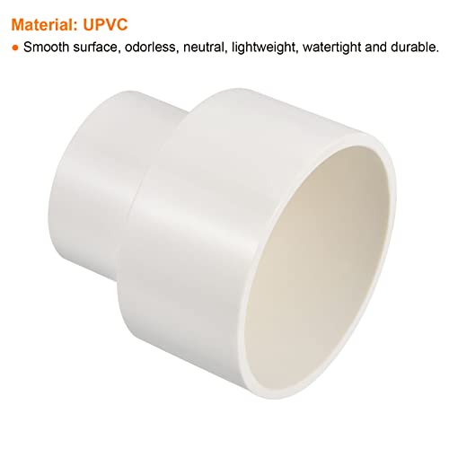 PATIKIL PVC Reducer Pipe Fitting 75x50mm, 2 Pack Straight Coupling Adapter Connector, White - Image 4