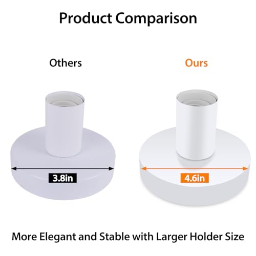 Filltown Industrial Table Lamp Base 2pcs, E26 Socket with Extension Cord, Polished Metal Desktop Plug in Light Socket for E26/E27 Bulb with 6 Feet Cord and On/Off Switch Plug, Light Base White by Filltown - Used condition - Image 6
