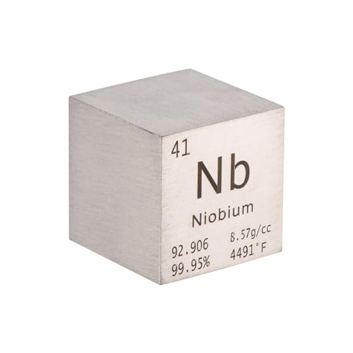 PATIKIL 1 Inch Niobium Cube Metal Element High Density Block Pure Periodic Magnesium Block for Element Collections Teacher Lab Scientific Experiment, 25.4 mm
