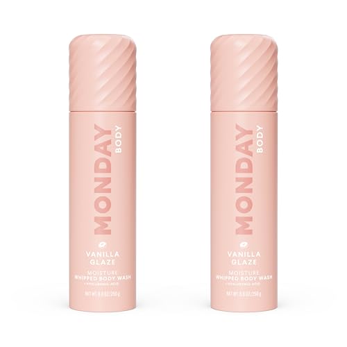 MONDAY HAIRCARE MOISTURE Whipped Body Wash in Vanilla Glaze Scent with Hyaluronic Acid for All Skin Types 8.8 oz(Pack of 2)