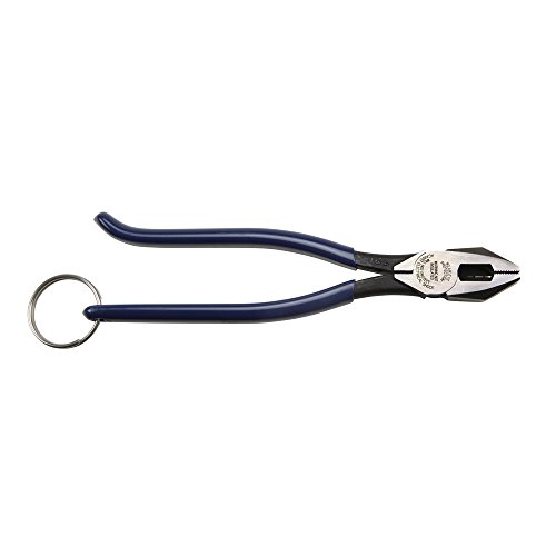 Klein Tools D201-7CSTT Slim Ironworker Pliers with Heavy Duty Knurled Jaws, Induction Hardened Knives, and a Split Tether Ring