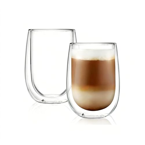 CNGLASS Insulated Double-Wall Glass Coffee Cups 290ml – Clear borosilicate, 2-Pack