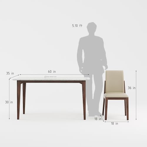 Image of DecorNation Italiana Solid Wood Dining Room Set for Home, Living Room- Dining Table with Cushioned Chairs (Walnut, 4 Seater)