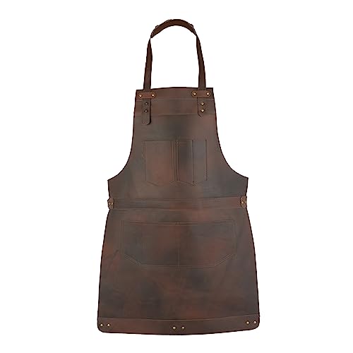 Full Grain Leather Apron, Dark Brown