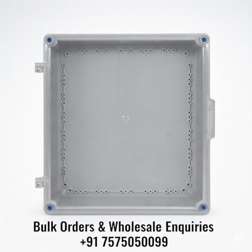Image of IP67 Hinge Junction Box | Waterproof ABS Plastic Electrical Enclosure | Outdoor & Indoor Solar PV Distribution Box (Size: 400X350X170 mm | Color: Transparent | Pieces: 1)