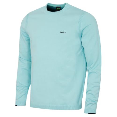 Image of HUGO BOSS Mens Ever-X Soft Cotton Perforated Sweater - Light Blue - XL