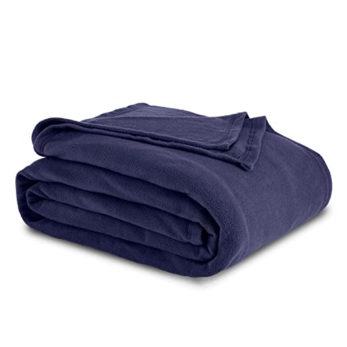 Martex Super Soft Fleece Lightweight Cozy Warm Sofa Blanket Low Lint Luxury Hotel Style All Seasons Layering Solid Pet Friendly Bed And Couch Blankets Navy Blue, Twin, Blue #TOP1