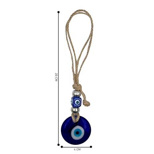VKORA Handmade Blue Glass Evil Eye Hanging for Good Luck Zodiac Success Health Wealth Prosperity | Decoration for Home Office Garden and Car Hanging |Nazar Battu. (2SB4)