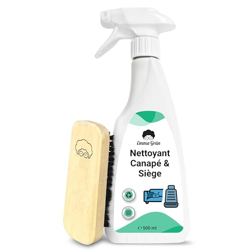 Nettoyant Premium pour Canapés & Sièges Auto, Nettoyant Durable pour Canapés 500ml, Nettoyant pour Canapés & Meubles Rembourrés avec Brosse, Emma Grün Détachant...