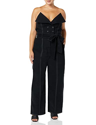 Making The Cut Season 3 Episode 4 Deconstructed Corduroy Wide Leg Jumpsuit Inspired By Yannik's Winning Look, Black, 2X #TOP2