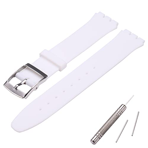 MCXGL Silicone Replacement Strap Ultra-Thin Ladies Watch Band Compatible with Swatch Skin Series no Second Watch (16mm)