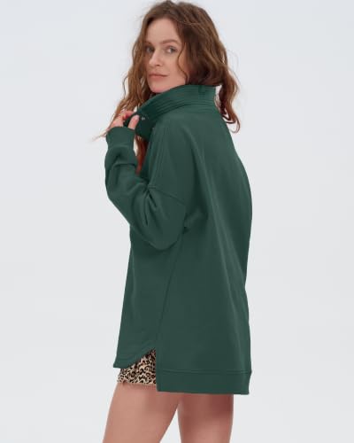 Locachy Womens Oversized Sweatshirt Snap Button Henley Neck Fashion Outfits — view 2