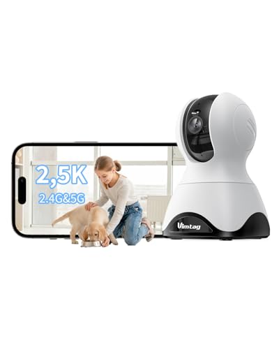 Vimtag 2K Indoor/Pet Camera with 24/7 Live View&Record, HD Night Vision, Motion&Sound Detection for Baby/Dog Cam, Two Way Audio, Cloud/Micro SD Storage, Works with Alexa &2.4Ghz WiFi for Home Security