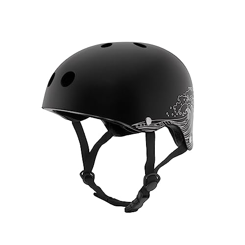 CoolBox M01 Casco para Patinete Eléctrico o Bicicleta Negro. Ligero y Resistente con Espuma EPS y Cubierta de Policarbonato, Diseño Transpirable. Talla M