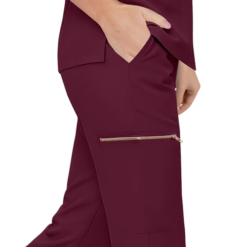 Gargey Scrubs for Women - Zip Front Top & Flare Pant Stretch Nursing Women’s Scrubs Set Medical Uniform - image 5