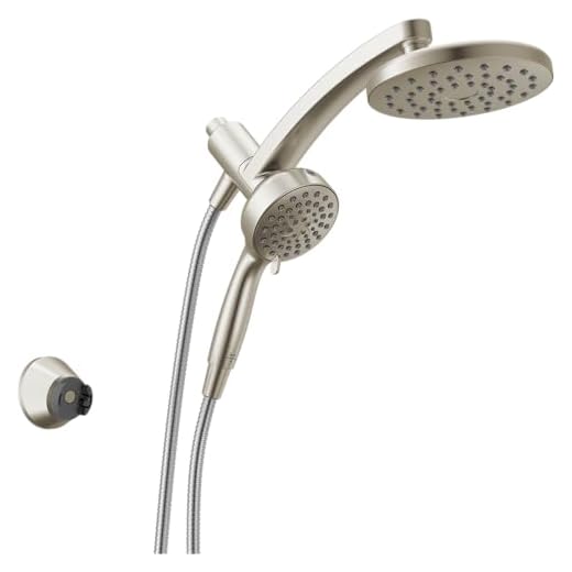 Best Delta Chrome Shower Head Buying Guide | Shower Head Delta 6-Setting PivotPro 3-in-1 Combination Shower Head with ProClean Spray, Brushed Nickel Round Shower Head Rainfall with Handheld Spray, 1.75 GPM, SpotShield Brushed Nickel 75649SN