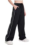 EXARUS Girls Parachute Pants Hip Hop Wide Leg Baggy Y2K Teen Pockets