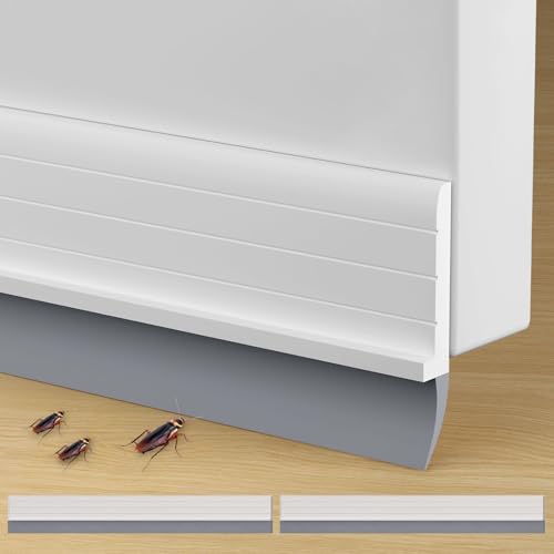 ZDZQJIA 2 Pack Hard Door Draft Stopper for Bottom of Doors, 36' Under Door Sweep, Adjustable Weather Stripping Door Seal Gap Filler, Hot, Cold Air, Light, Noise Blocker for Interior & Exterior - White