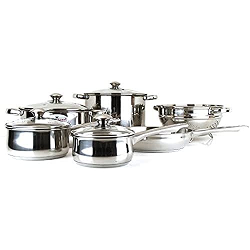 MAGEFESA Vesta 10-Piece Cookware Set, Crafted from Stainless Steel, Easy to Clean and Dishwasher Safe, Soft-Touch Metal Handles for a Comfortable Grip