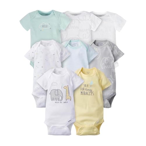 Image of Gerber unisex baby 8-pack Short Sleeve Onesies Bodysuits and Toddler T Shirt Set