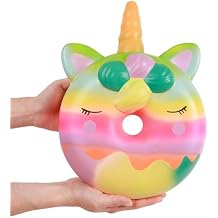 Anboor 13 Inches Squishies Jumbo Unicorn Donut Kawaii Soft Slow Rising Scented Giant Doughnut Squishies Stress Relief Kid Toys Colorful