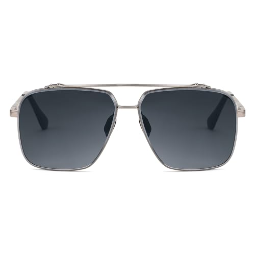 FEISEDY Women's and Men's Fashion Oversize Square Metal Gradiant Pilot Sunglasses B41452