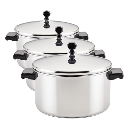Image of Farberware Classic Stainless Steel 6-Quart Stockpot with Lid, Stainless Steel Pot with Lid, Silver (Pack of 3)