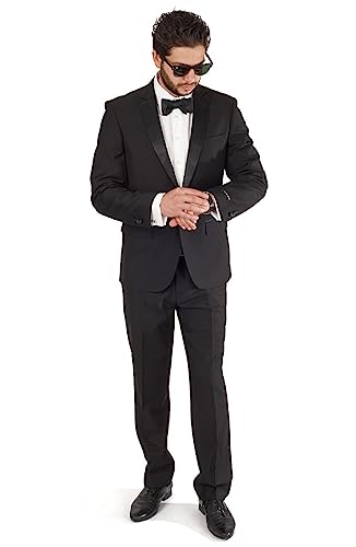 Slim Fit 1 Button Peak Satin Lapel Men's Tuxedo AZAR3