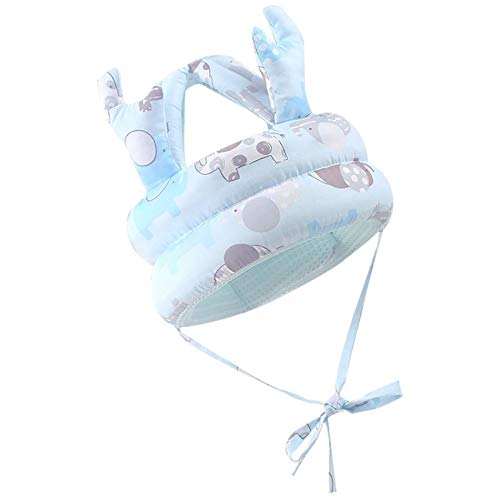 DEEYOTA 赤ちゃん ヘルメット 赤ちゃん あたま ガード 赤ちゃん 頭 ガード ごっつん防止 安全 衝撃緩和 赤ちゃん転倒防止クッション ベビーヘッドガード 女の子 男の子 100%綿 超軽量 ブルー小象