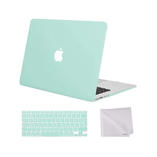 MOSISO Funda Dura Compatible con Macbook Air 13(A1369/A1466, Versión 2010-2017), Carcasa Rígida de Plástico Protectora &Teclado Cubierta&Paño de Limpieza,Menta Verde
