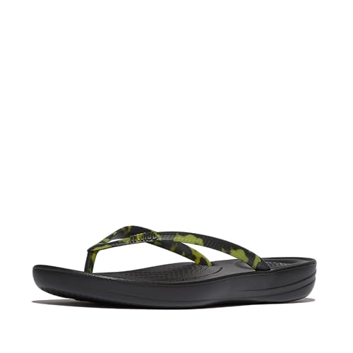 Fitflop Tongs Iqushion Leopard pour femme, Mélange de citronnelle, 39 EU