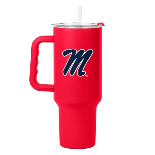 FANMATS NCAA Ole Miss Rebels Stainless Steel 40 oz Handle Tumbler — 40 Fluid Ounces | Team Color | Straw & Lid Included